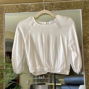Linen Off-white Half Sleeve Cropped Blouse